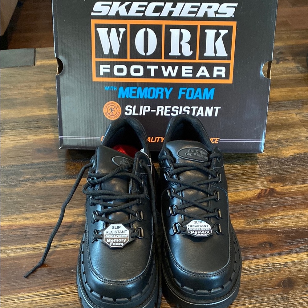 Skechers Women’s Black Slip-Resistant Work Shoes